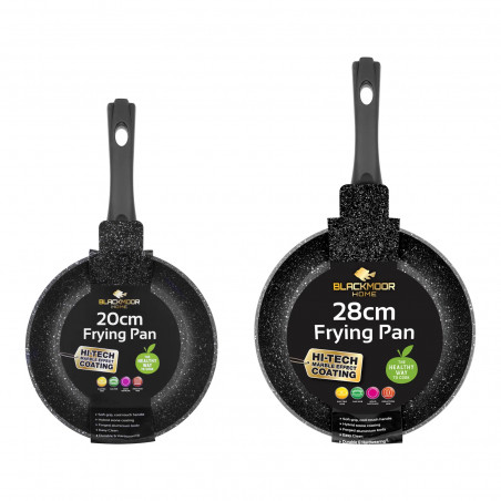 Set 2 tigai Blackmoor 67189, 2 buc, 20/28 cm, Finisaj marmura, Inductie, Negru