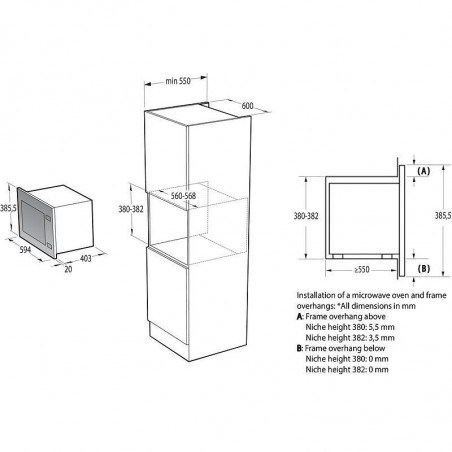 Cuptor cu microunde încorporat Gorenje BMI251SG3BG, 25 l, 1200 W, 5 niveluri, 15 programe, Grătar, Dezghețare, AquaClean, Negru