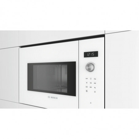 Cuptor cu microunde de încastrat Bosch BFL524MW0, 20 l, 800 W, 7 programe, Memorie, Dezghețare, Alb