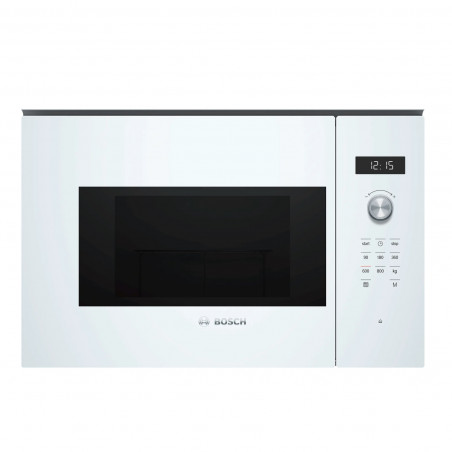 Cuptor cu microunde de încastrat Bosch BFL524MW0, 20 l, 800 W, 7 programe, Memorie, Dezghețare, Alb