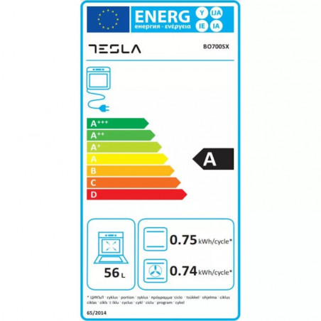 Cuptor incorporabil Tesla BO700SX, 2300 W, 56 L, 5 programe, Clasa A, Timer, Inox
