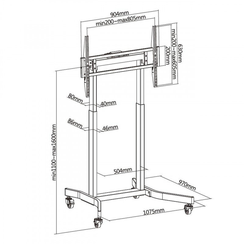 Suport TV Crown WM120K100 MOTO, 55-100", Trepied, Telecomandă, Până la 120 kg, Negru