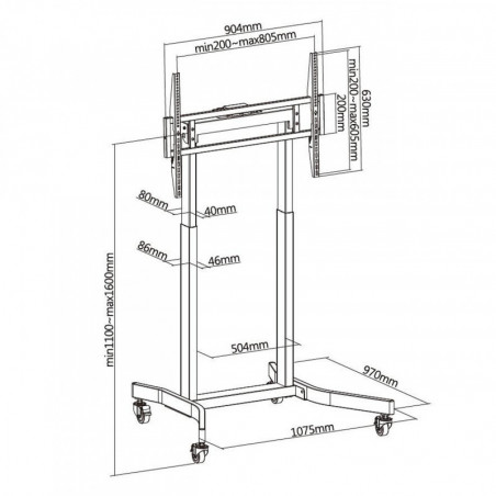 Suport TV Crown WM120K100 MOTO, 55-100", Trepied, Telecomandă, Până la 120 kg, Negru