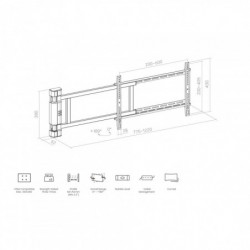 Suport de plafon pentru TV Crown WM50K75SWING, 32-55", Până la 50 kg, Negru