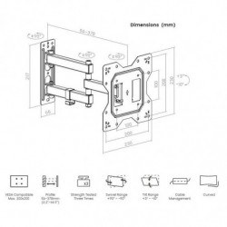 Suport TV Crown WM30K2343TL, 23-43", Până la 30 kg, Negru