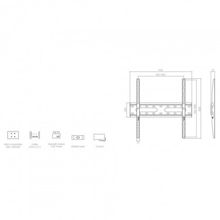 Suport TV Crown WM45K3270FX / KL31-44F, 32-70", Până la 45 kg, Negru