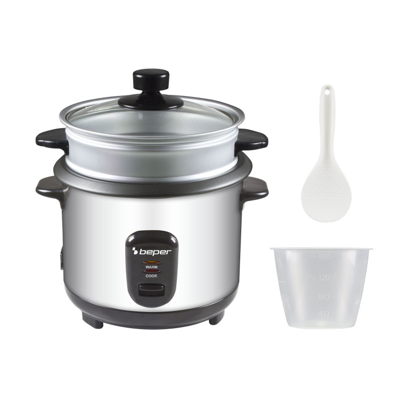 Aparat pentru gătit orez Beper 90.550, 400 W, 1 l, până la 625 g de orez, menținere a căldurii, oțel inoxidabil