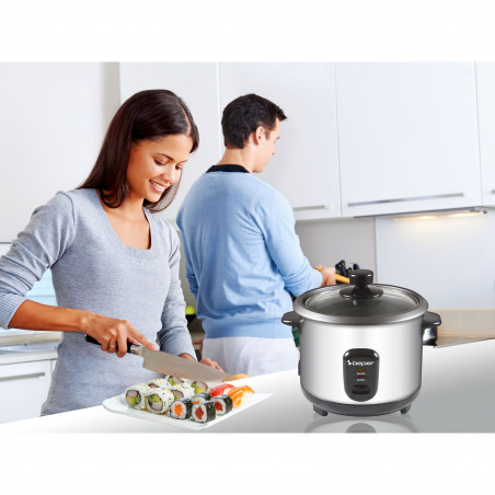 Aparat pentru gătit orez Beper 90.550, 400 W, 1 l, până la 625 g de orez, menținere a căldurii, oțel inoxidabil