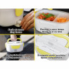 Cutie electrica pentru pranz Beper 90.920G, 40 W, 1 litru, Pana la 60°C, 2 compartimente detasabile, Indicator luminos, Alb/Galben