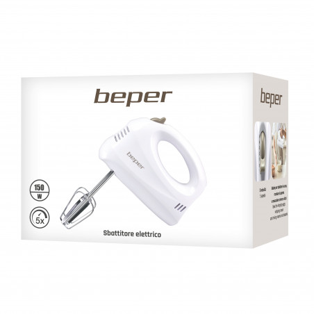 Mixer Beper BP.304, 150 W, 5 viteze, buton de eliberare a paletelor, alb