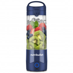 Blender portabil USB Nutribullet NBP003NBL, 2000 mAh, 475 ml, 4 lame, Zdrobire gheata, Pana la 15 cicluri, Albastru