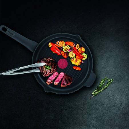 Tefal Grill Pan E2294074 GRILP 26 RND IC G6 UNLIMITED CA, 26 cm, Thermo-Signal & Fusion, fără PFOA, inducție, negru
