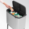 Cos pentru gunoi Brabantia Bo Touch 651115, 11+23 L, Inchidere usoara, Baza antiderapanta, Rezistent la amprente, Inox/mat