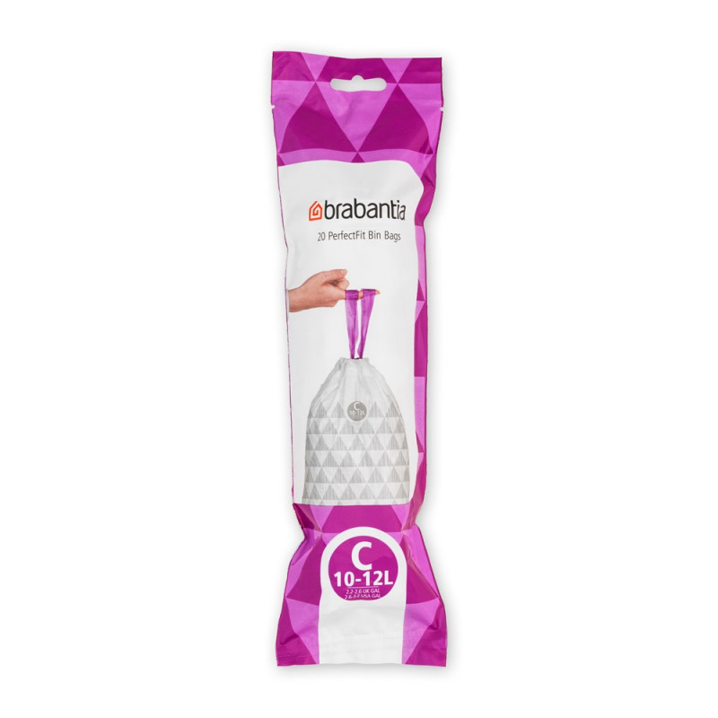 Saci de gunoi Brabantia PerfectFit Sort&Go/Touch N 647035, dimensiune C, 10-12 l, 20 buc, alb