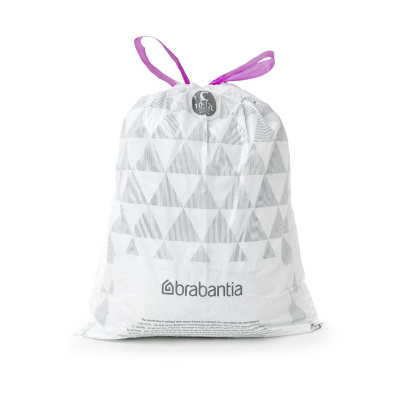 Saci de gunoi Brabantia PerfectFit Sort&Go/Touch N 647035, dimensiune C, 10-12 l, 20 buc, alb