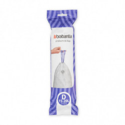Brabantia PerfectFit Sort&Go/Built-In saci de gunoi 647036, dimensiune D, 15-20 l, 20 buc, alb