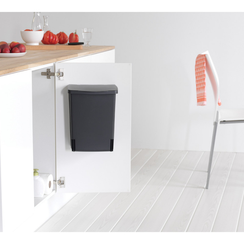 Brabantia Coș încorporabil 647043, 10 L, Deschidere largă, Curățare ușoară, Negru