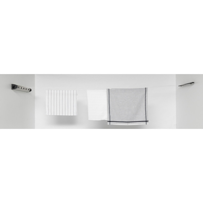 Uscator de rufe rabatabil Brabantia Pull-out 90300176, 22 m, Montare pe perete, Blocare automata, Rezistent la coroziune, Negru/Inox