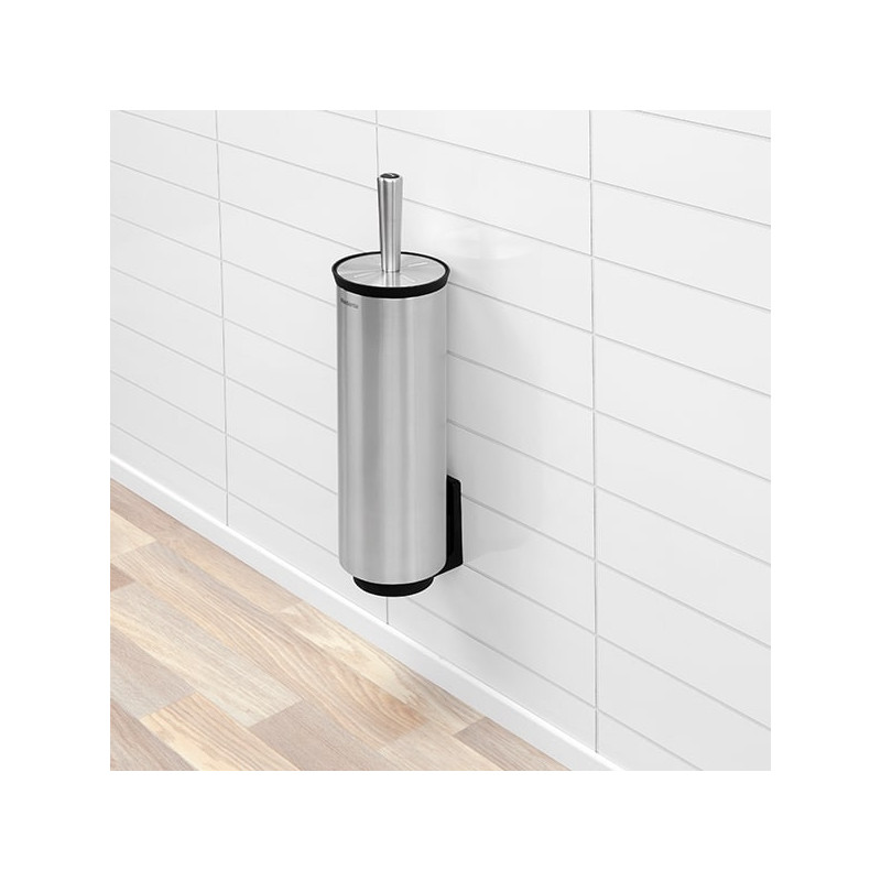 Perie pentru toaleta Brabantia Profile 90300284, 43 cm, Perie complet acoperita, Montabil pe perete, Inox