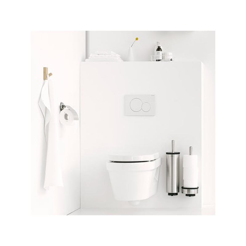 Perie pentru toaleta Brabantia Profile 90300284, 43 cm, Perie complet acoperita, Montabil pe perete, Inox