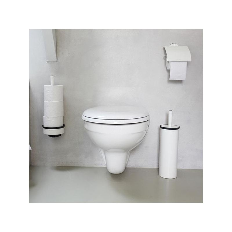 Perie pentru toaleta Brabantia Profile 90300316, 43 cm, Perie complet acoperita, Montabil pe perete, Alb