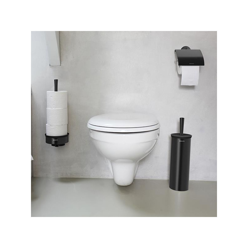 Suport hartie igienica Brabantia Profile 90300320, Montare pe perete, Rezistent la coroziune, Negru