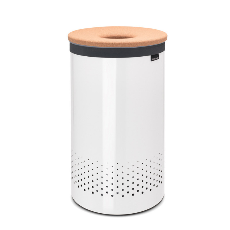 Cos de rufe Brabantia 90300241, 60 L, Capac din pluta, Umplere fara deschidere, Gauri ventilatie, Alb