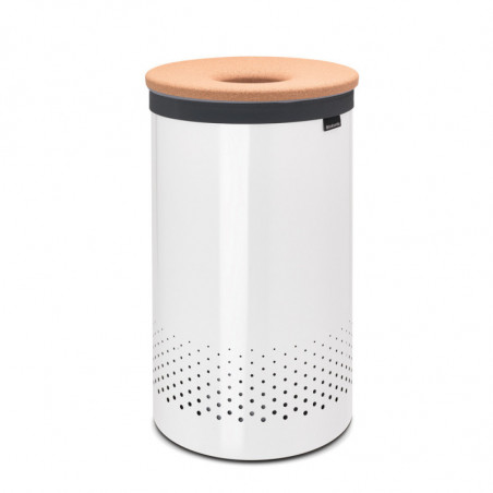 Cos de rufe Brabantia 90300241, 60 L, Capac din pluta, Umplere fara deschidere, Gauri ventilatie, Alb