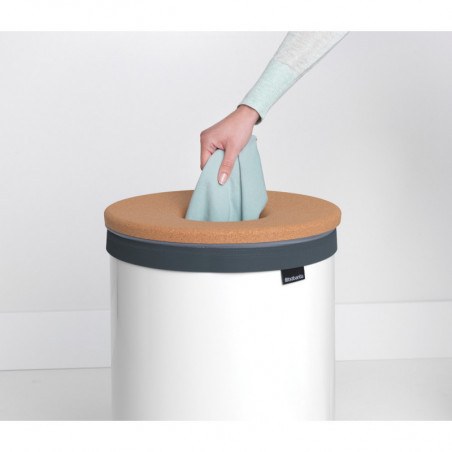 Cos de rufe Brabantia 90300241, 60 L, Capac din pluta, Umplere fara deschidere, Gauri ventilatie, Alb