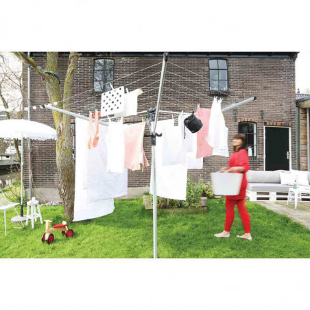 Suport de uscare Brabantia Lift-O-Matic Advance 90300253, 50 m, înălțime reglabilă, ancoră pentru beton, husă, sac cu agrafe, rezistent la coroziune, oțel inoxidabil