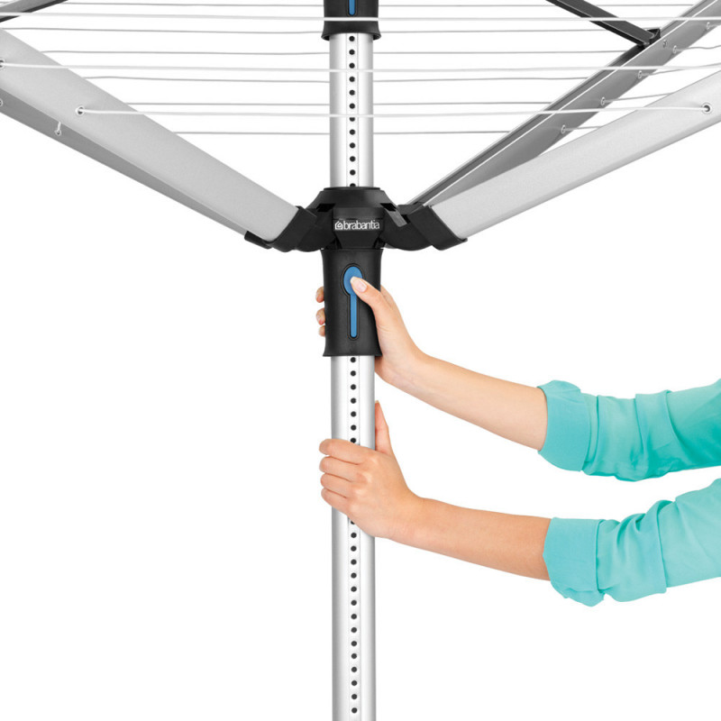 Uscator de rufe pentru exterior Brabantia Lift-O-Matic Advance 90300254, 50 m, Inaltime reglabila, Suport metalic, Husa, Geanta clesti, Rezistent la coroziune, Inox
