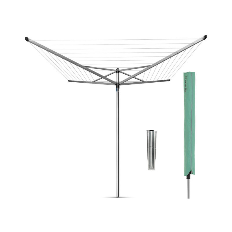 Uscator de rufe pentru exterior Brabantia TopSpinner 90300263, 50 m, Suport metalic, Husa, Rezistent la coroziune, Inox