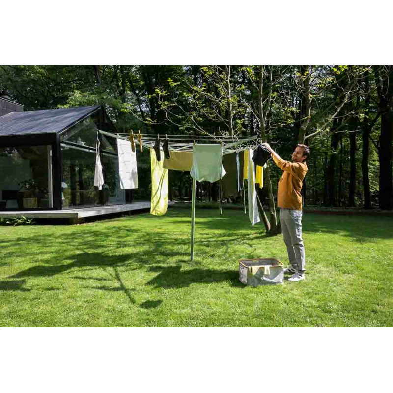 Uscator de rufe pentru exterior Brabantia TopSpinner 90300263, 50 m, Suport metalic, Husa, Rezistent la coroziune, Inox