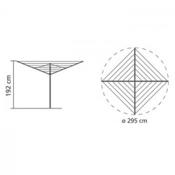 Uscator de rufe pentru exterior Brabantia TopSpinner 90300263, 50 m, Suport metalic, Husa, Rezistent la coroziune, Inox