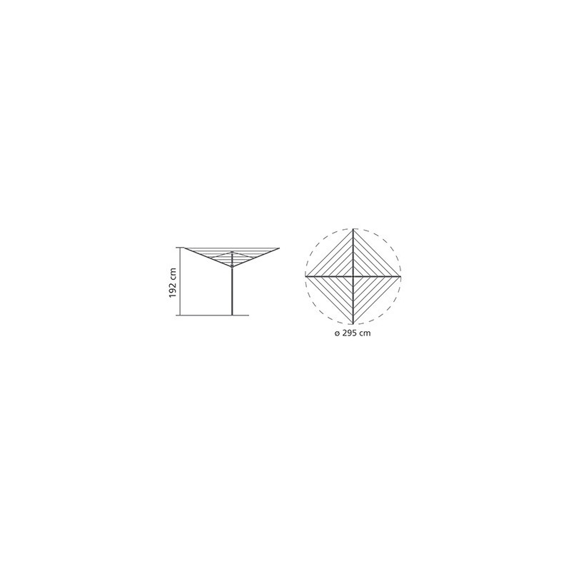 Uscator de rufe pentru exterior Brabantia TopSpinner 90300263, 50 m, Suport metalic, Husa, Rezistent la coroziune, Inox