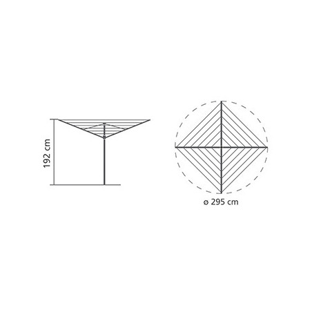 Uscator de rufe pentru exterior Brabantia TopSpinner 90300263, 50 m, Suport metalic, Husa, Rezistent la coroziune, Inox