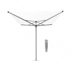 Uscator de rufe pentru exterior Brabantia TopSpinner 90300265, 60 m, Suport metal, Rezistent la coroziune, Inox