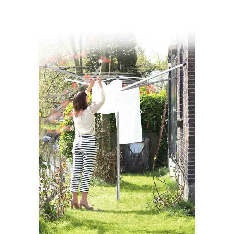 Uscator de rufe pentru exterior Brabantia TopSpinner 90300265, 60 m, Suport metal, Rezistent la coroziune, Inox