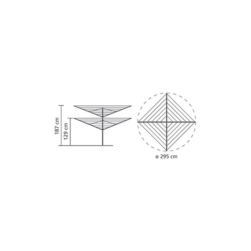 Brabantia Lift-O-Matic spațiu exterior 90300269, 60 m, Înălțime reglabilă, Țeapă metalică, Rezistent la coroziune, Inox