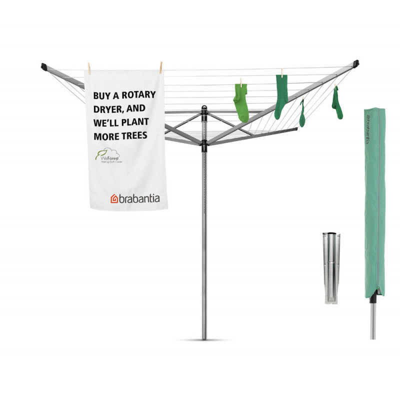 Uscator de rufe pentru exterior Brabantia Lift-O-Matic 90300270, 60 m, Inaltime reglabila, Suport metalic, Husa, Rezistent la coroziune, Inox