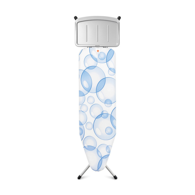 Masa de calcat Brabantia B 90300120, 124x38 cm, 7 pozitii de reglare, Suport generator de abur, PerfectFlow, Alb/Albastru