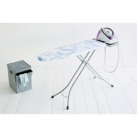 Masă de călcat Brabantia B 90300120, 124x38 cm, 7 poziții de reglare, Suport generator de abur, PerfectFlow, alb/albastru