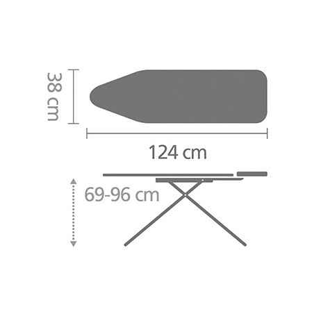 Masă de călcat Brabantia B 90300120, 124x38 cm, 7 poziții de reglare, Suport generator de abur, PerfectFlow, alb/albastru