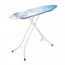 Masa de calcat Brabantia B 90300132, 124x38 cm, 7 pozitii de reglare, Suport fier de calcat, Alb/Albastru