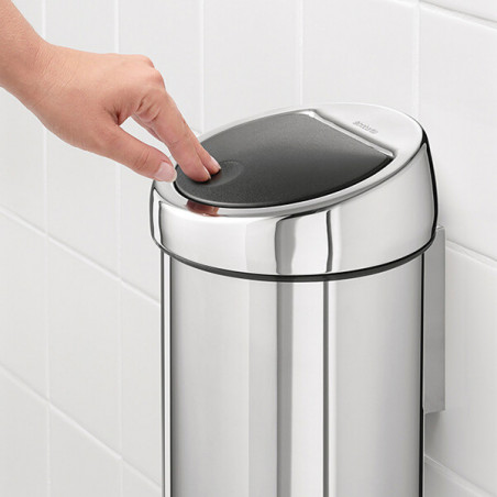 Cos de gunoi Brabantia Touch Bin 647210, 3 L, Deschidere lina si silentioasa, Montare pe perete, Otel inoxidabil lucios, Inox