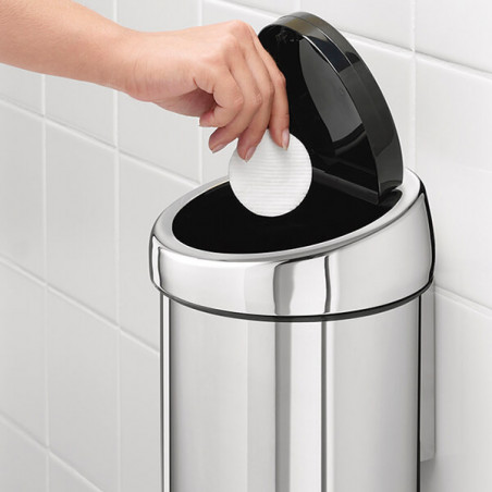 Cos de gunoi Brabantia Touch Bin 647210, 3 L, Deschidere lina si silentioasa, Montare pe perete, Otel inoxidabil lucios, Inox