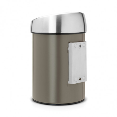 Brabantia Touch Bin 647215, 3 L, Deschidere lină și silențioasă, Montat pe perete, Gri