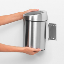 Brabantia Touch Bin 647215, 3 L, Deschidere lină și silențioasă, Montat pe perete, Gri