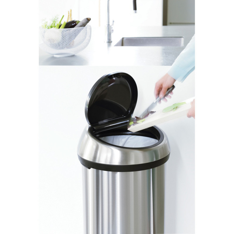 Cos de gunoi Brabantia Touch Bin 647245, 60 L, Inchidere lina si silentioasa, Inox mat