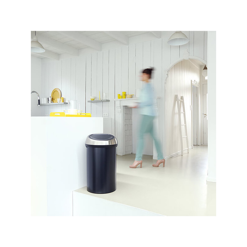 Cos de gunoi Brabantia Touch Bin 647251, 60 L, Deschidere lina si silentioasa, Negru/inox